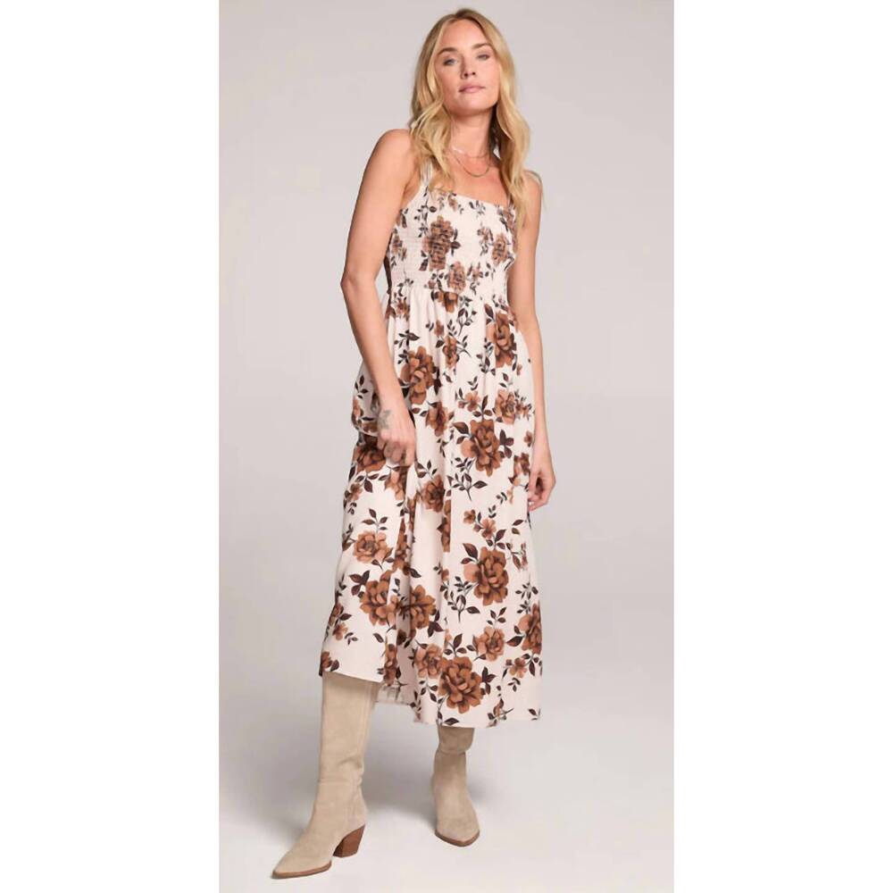 NEW SALTWATER LUXE costa midi dress in neutral-toned floral